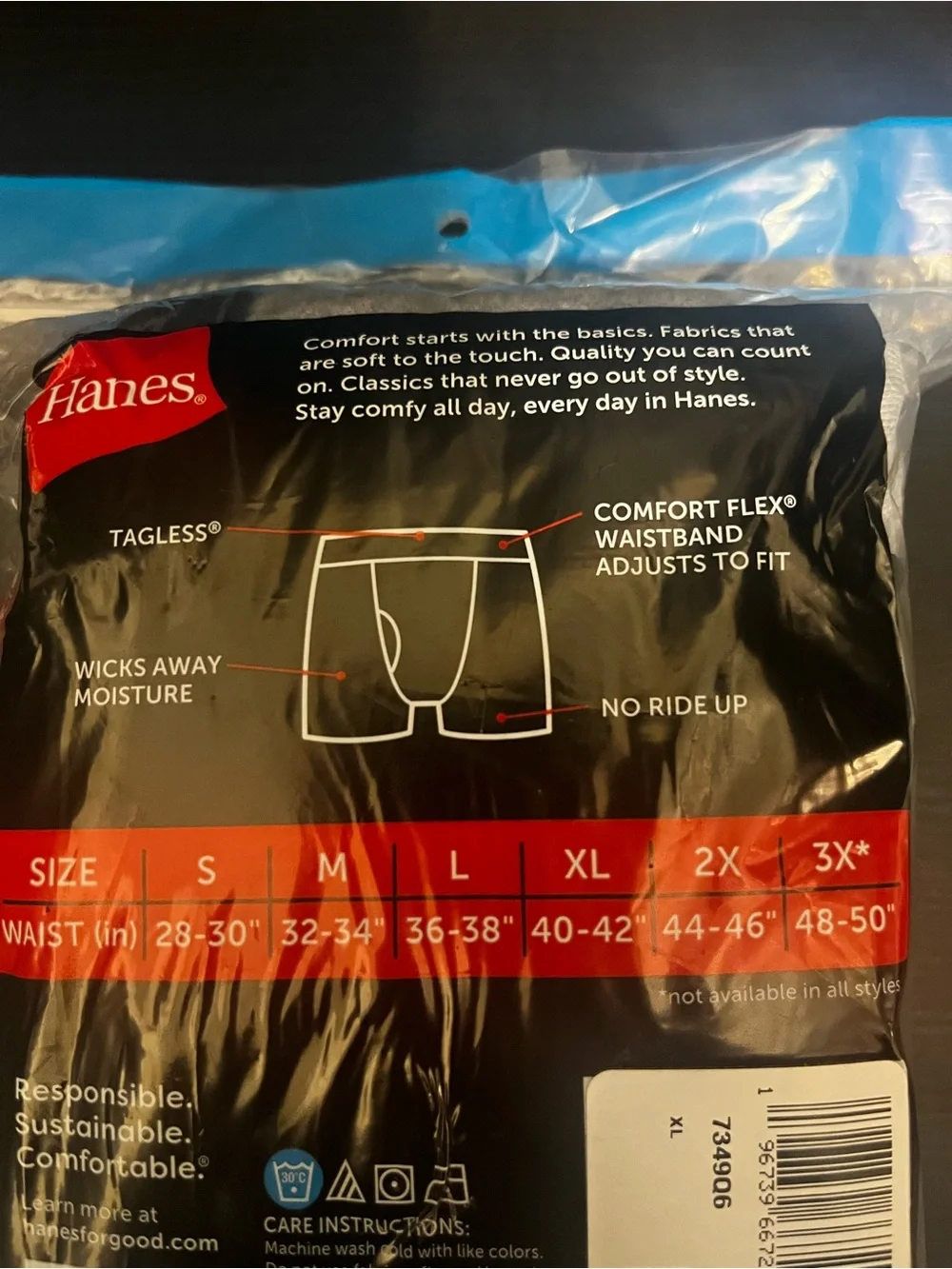 Hanes 6-Pack Men’s Tagless Boxer Briefs Multi-Color Size XL